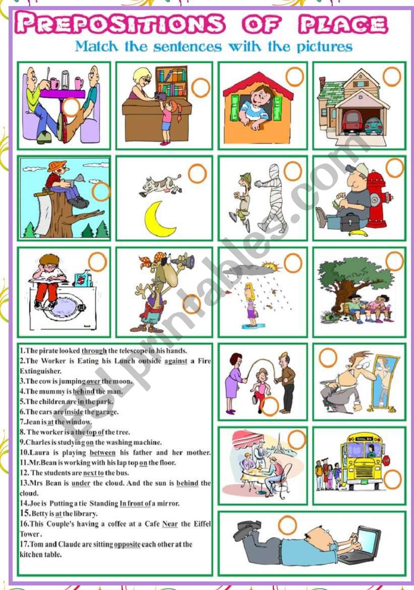 Prepositions of place worksheet