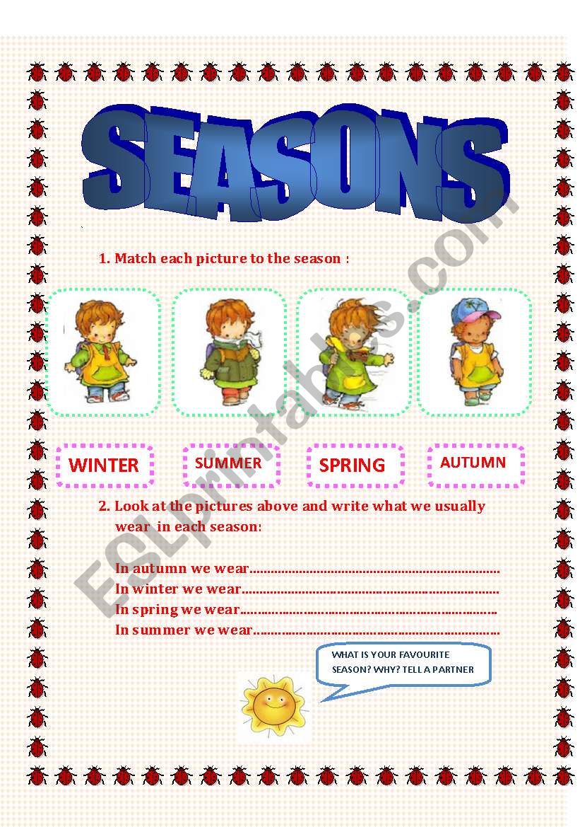 SEASONS worksheet