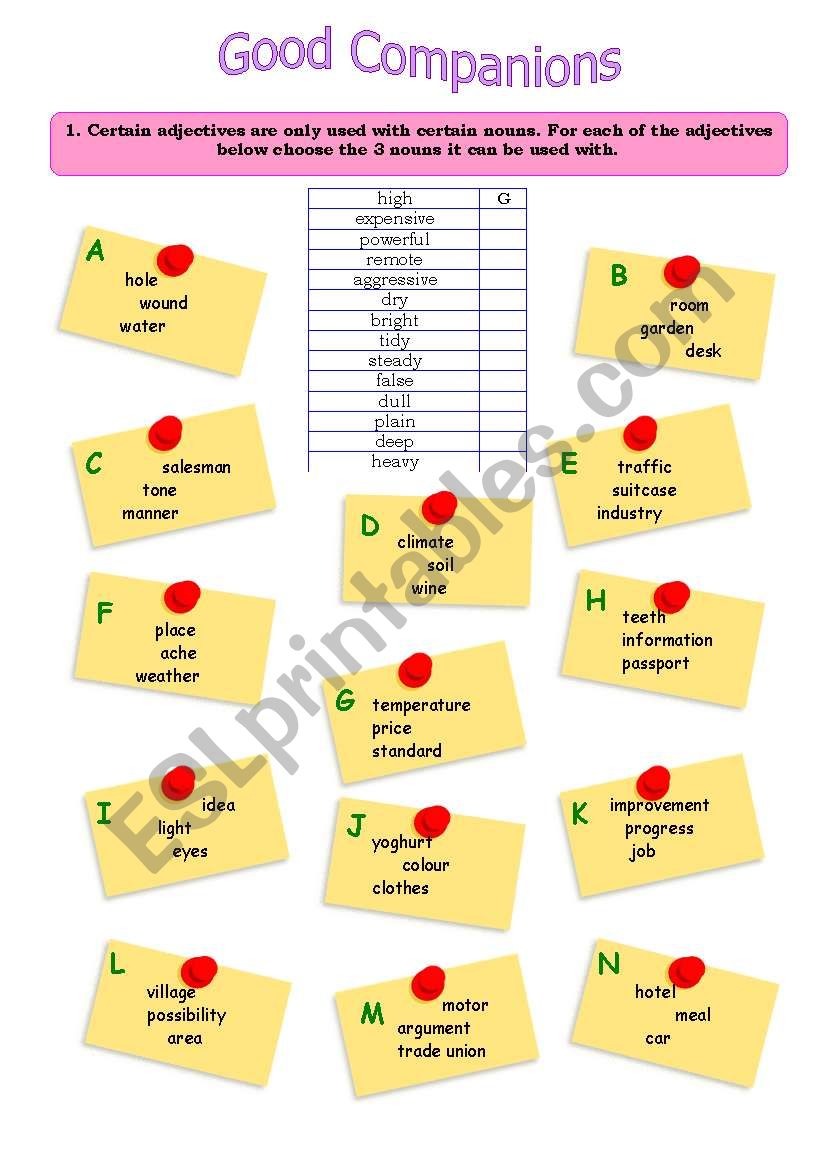 Good Companions worksheet