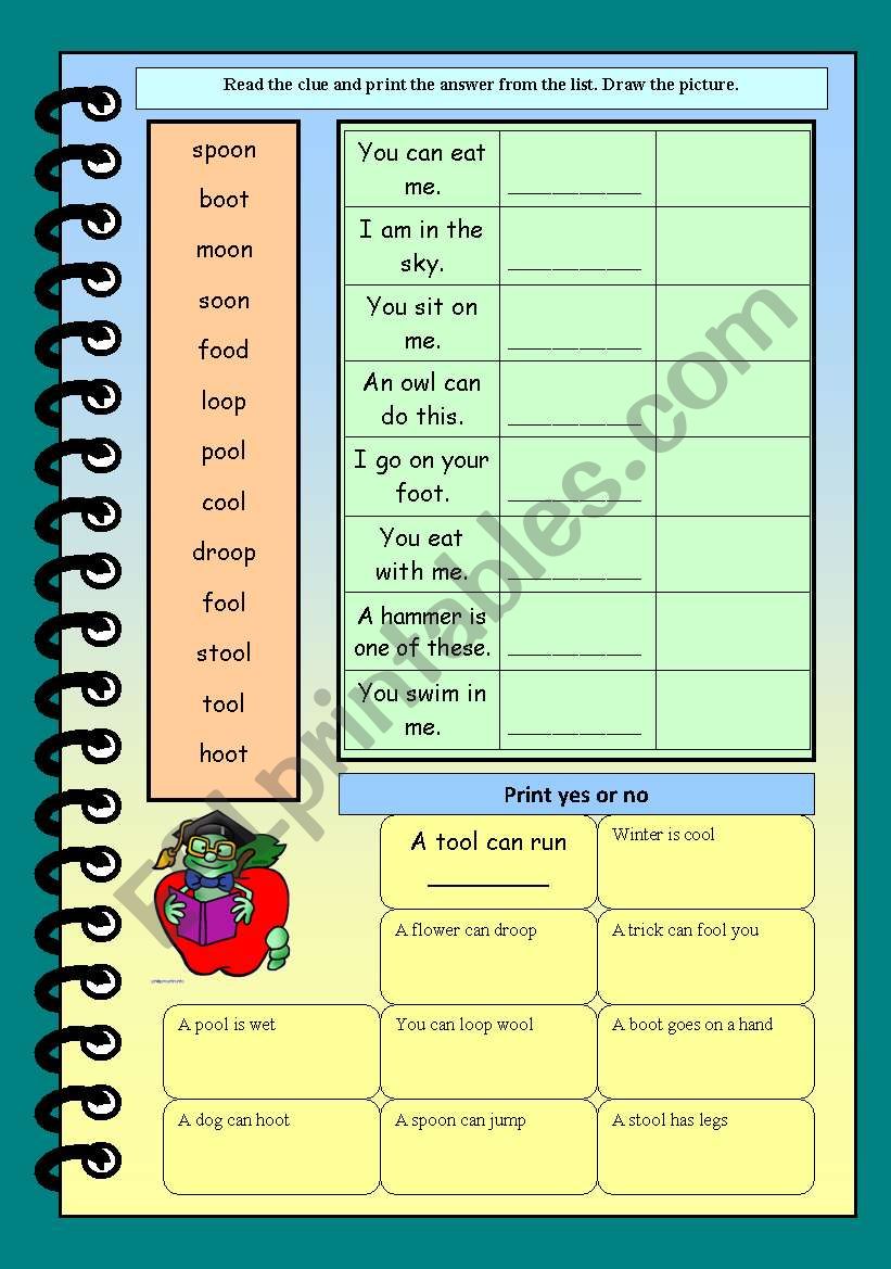 Working with words worksheet