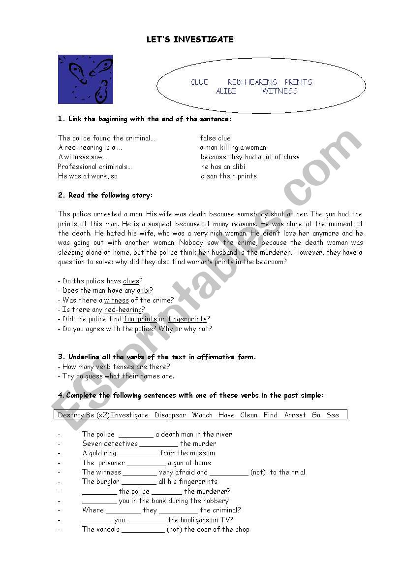 Vocabulary & past continuous worksheet