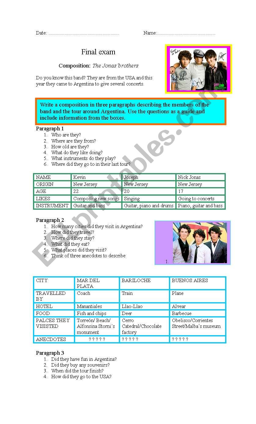 Writing paragraphs worksheet