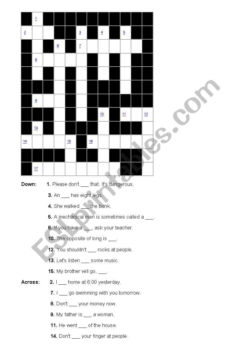 crosswords worksheet