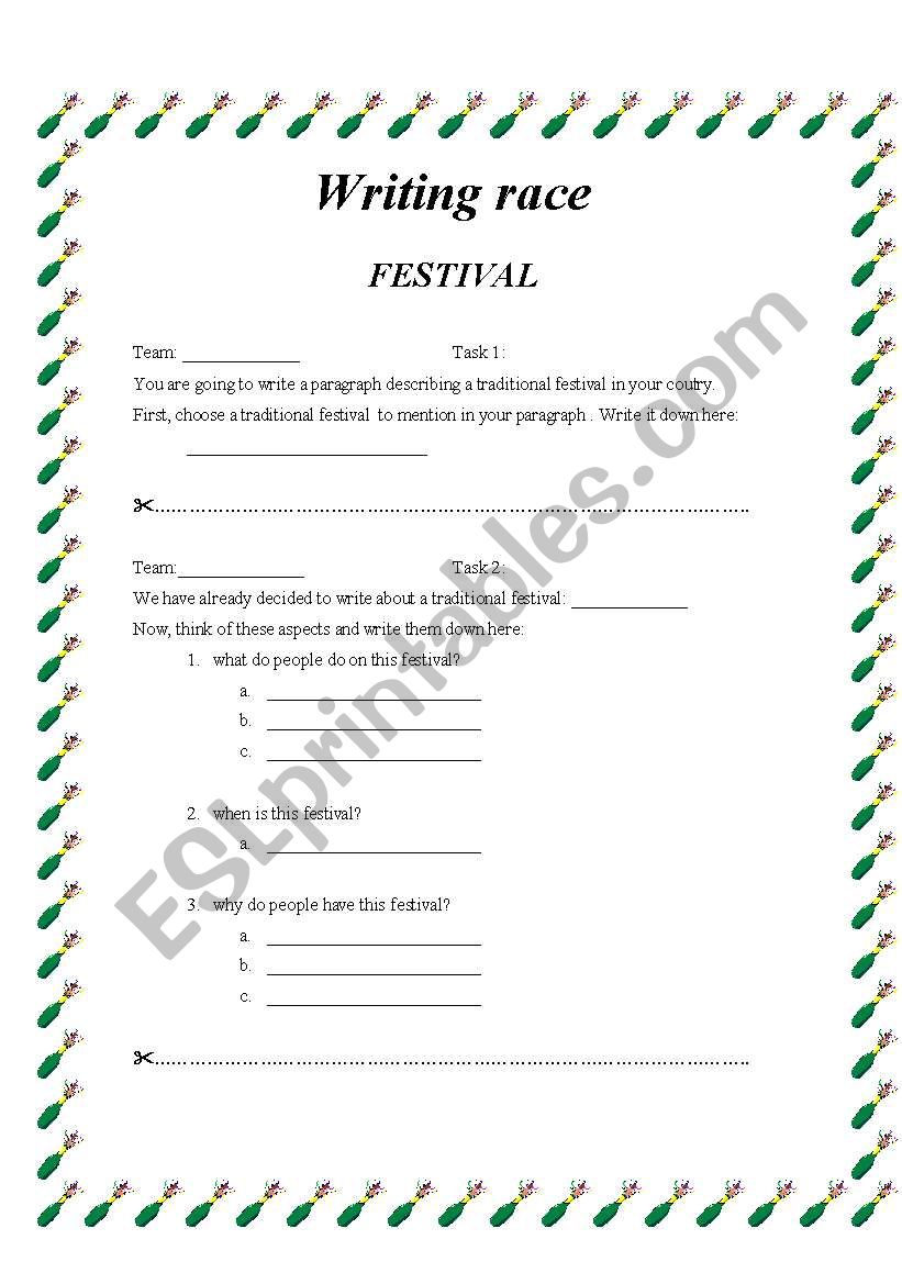 writing race worksheet