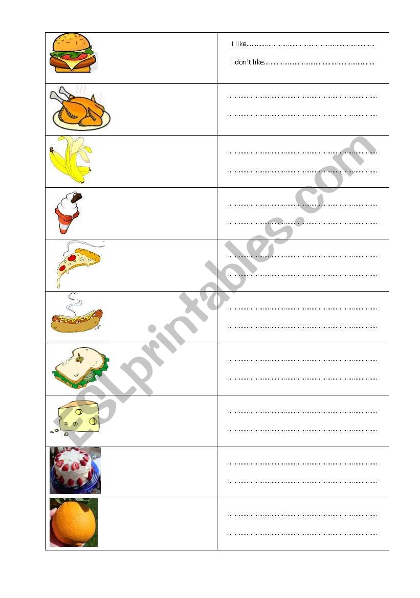 Food worksheet