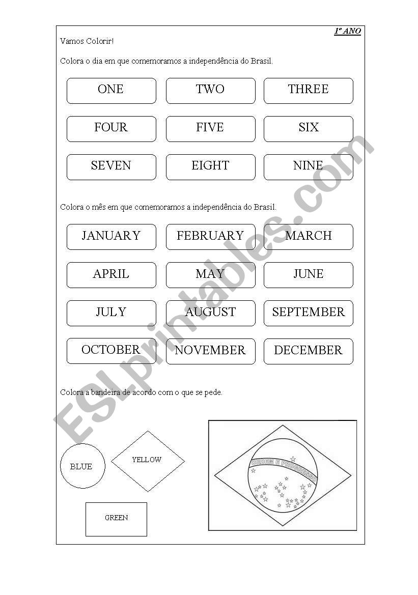 Colors and months worksheet