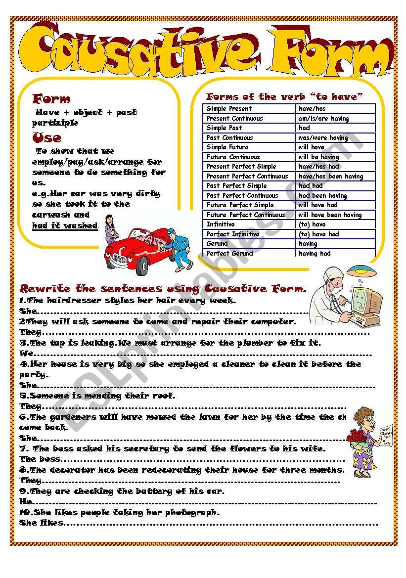 Causative Form worksheet