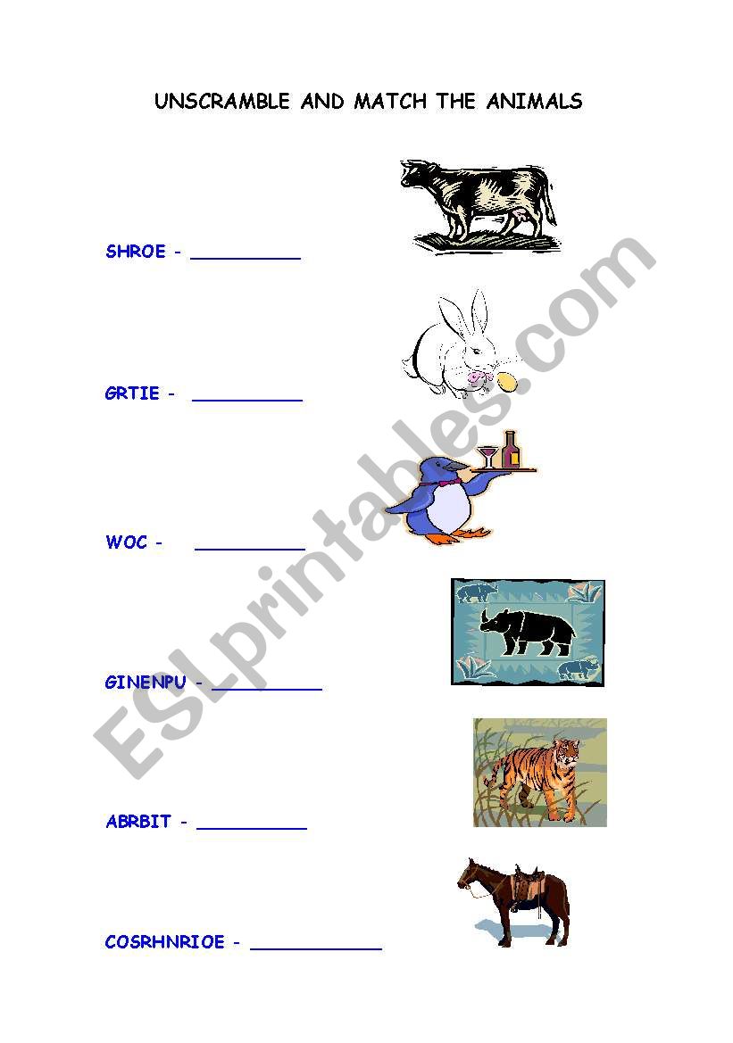 EXERCISES ABOUT ANIMALS worksheet