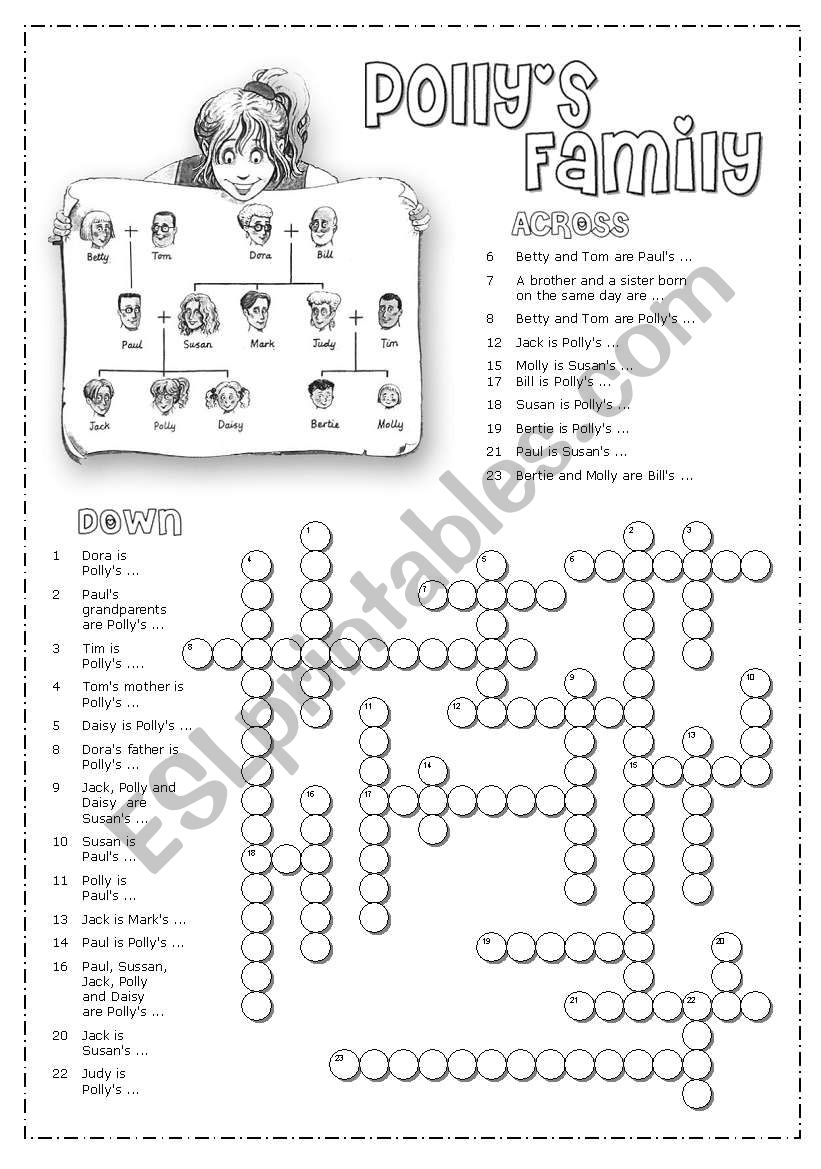 Family crosswords worksheet