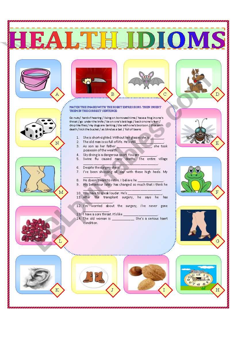 HEALTH IDIOMS worksheet