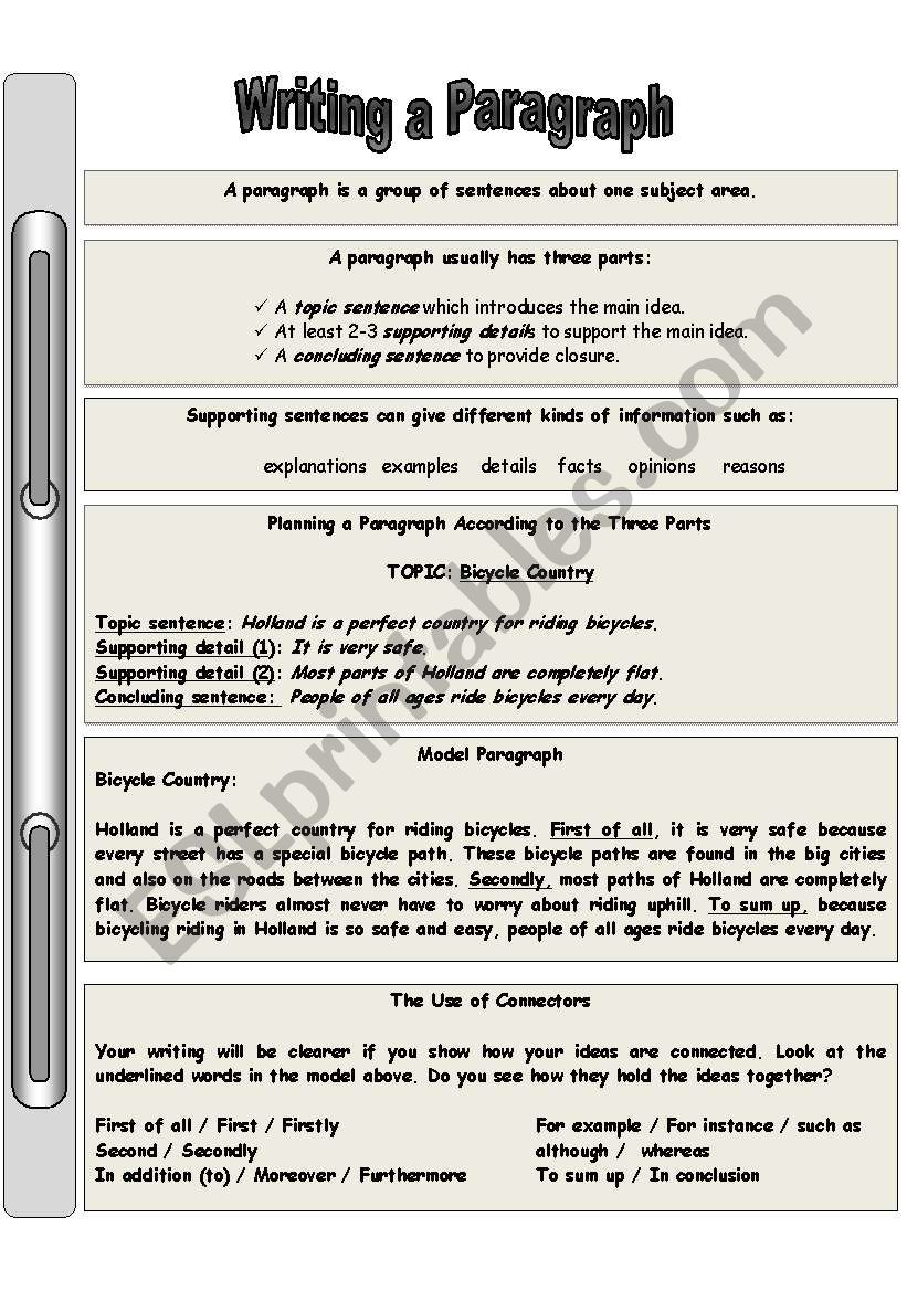 Guide for writing a paragraph (part 1)