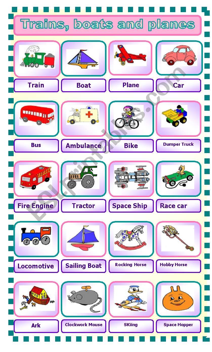 Trains, Boats and Planes worksheet