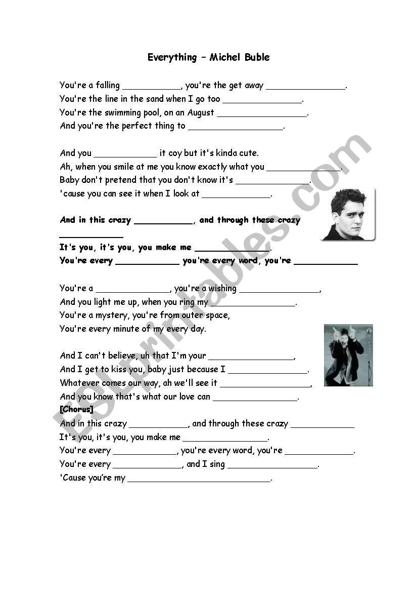 Everything- Michael Buble worksheet