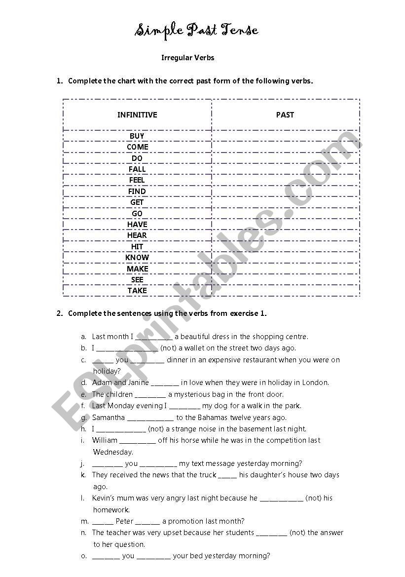 Simple Past with irregular verbs