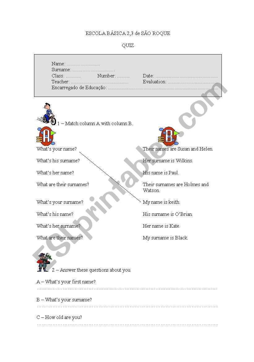 revision quiz worksheet