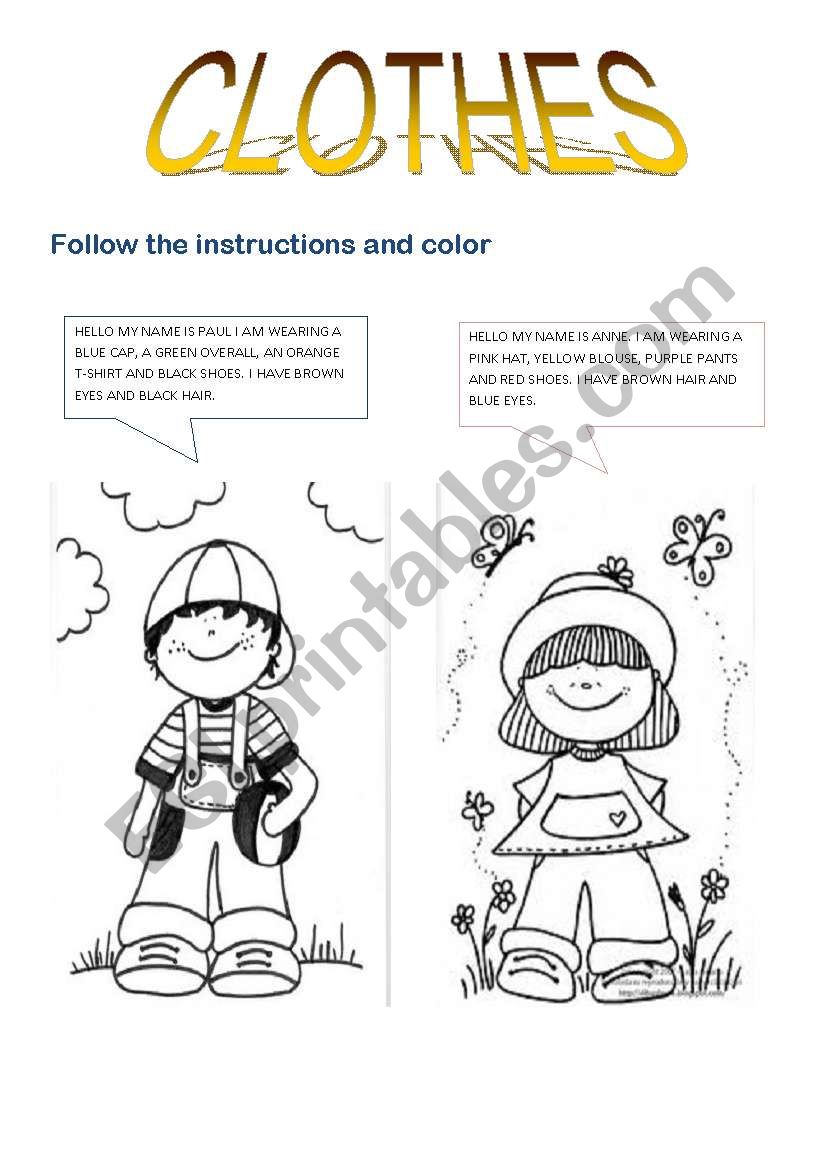 Clothes worksheet