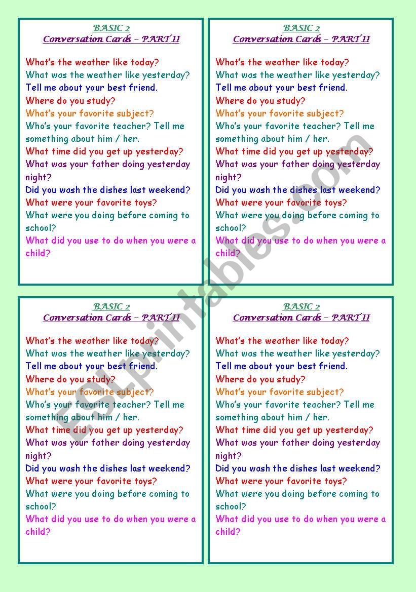 Conversation Cards - Basic 2 - Part II