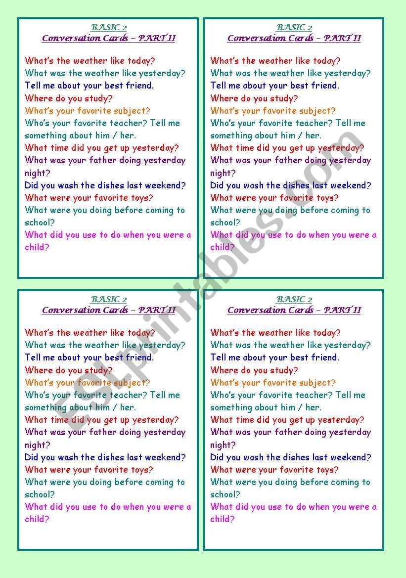 Conversation Cards - Basic 2 - Part II