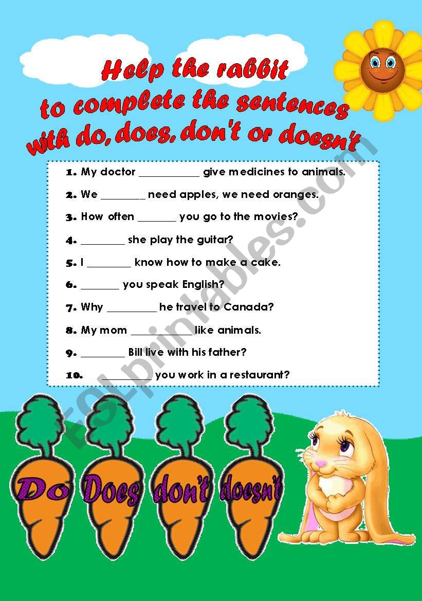 do/does/donÂ´t/doesnÂ´t worksheet