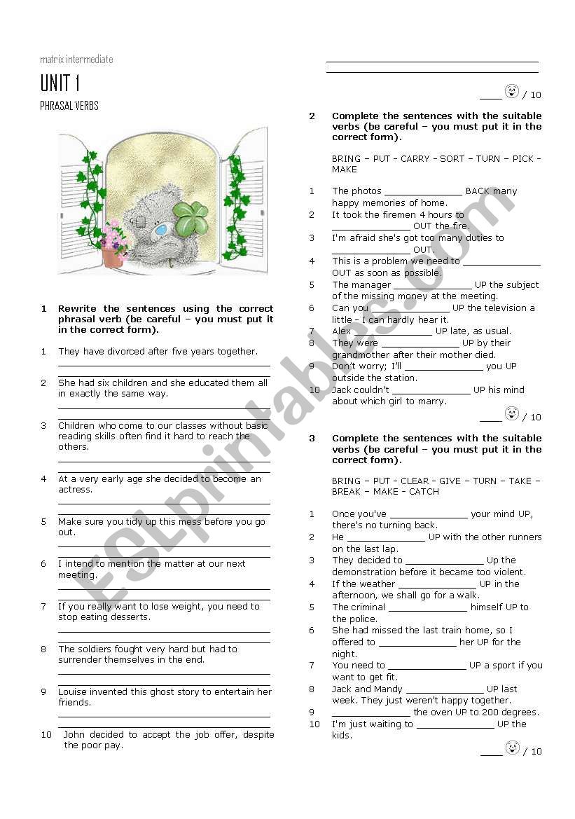 Phrasal verbs worksheet