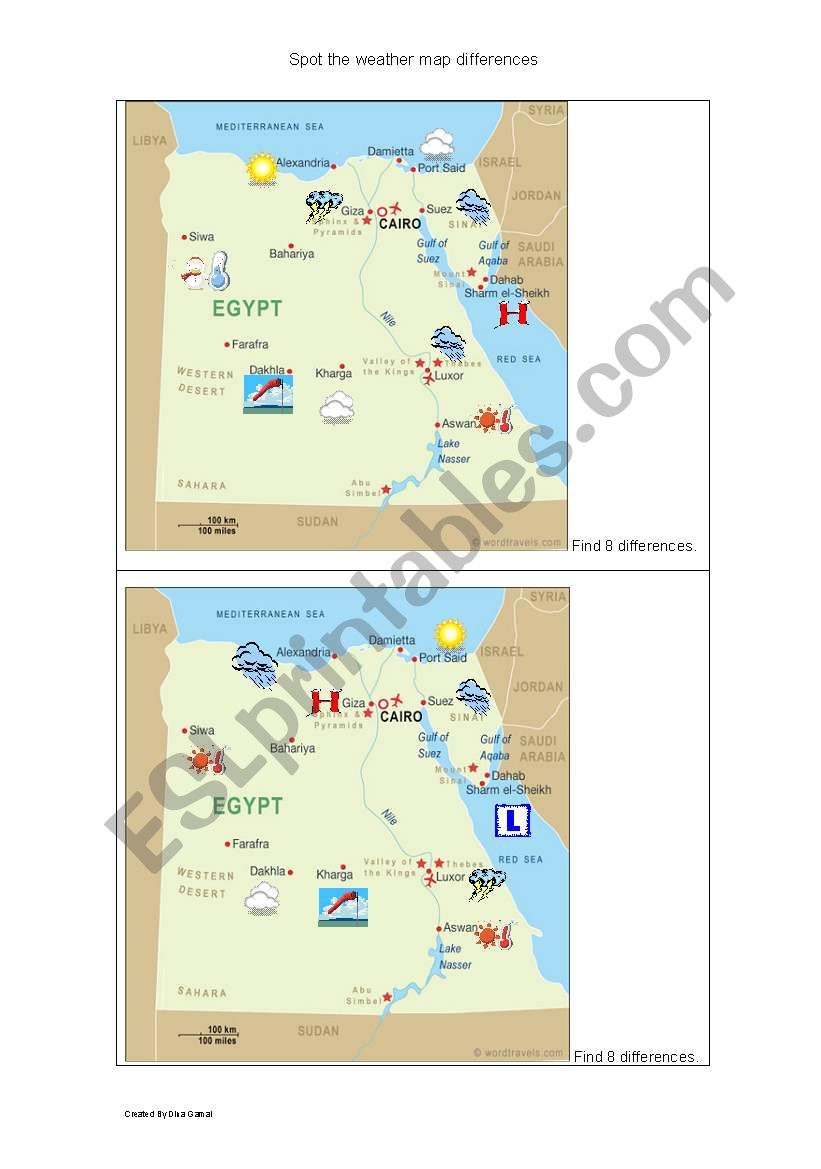 Spot the differences: weather map, Egypt