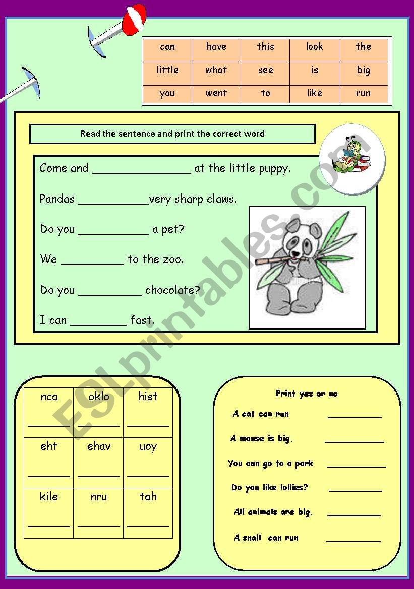 Working with words worksheet