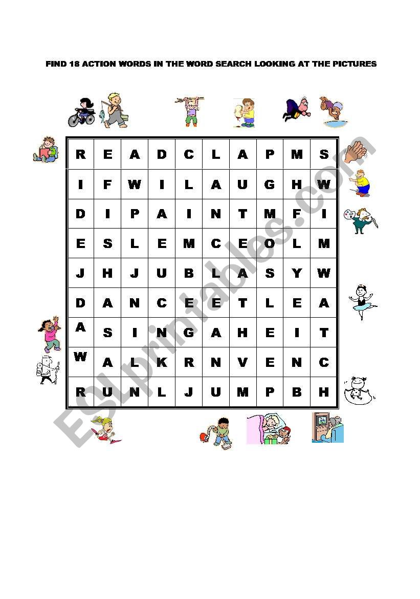 ACTIONS WORDSEARCH worksheet