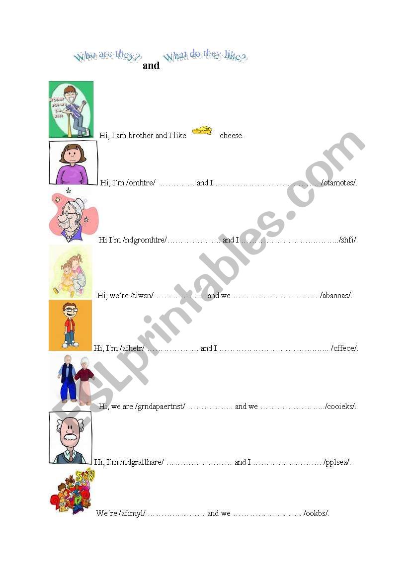 Family/I like-I don´t like worksheet