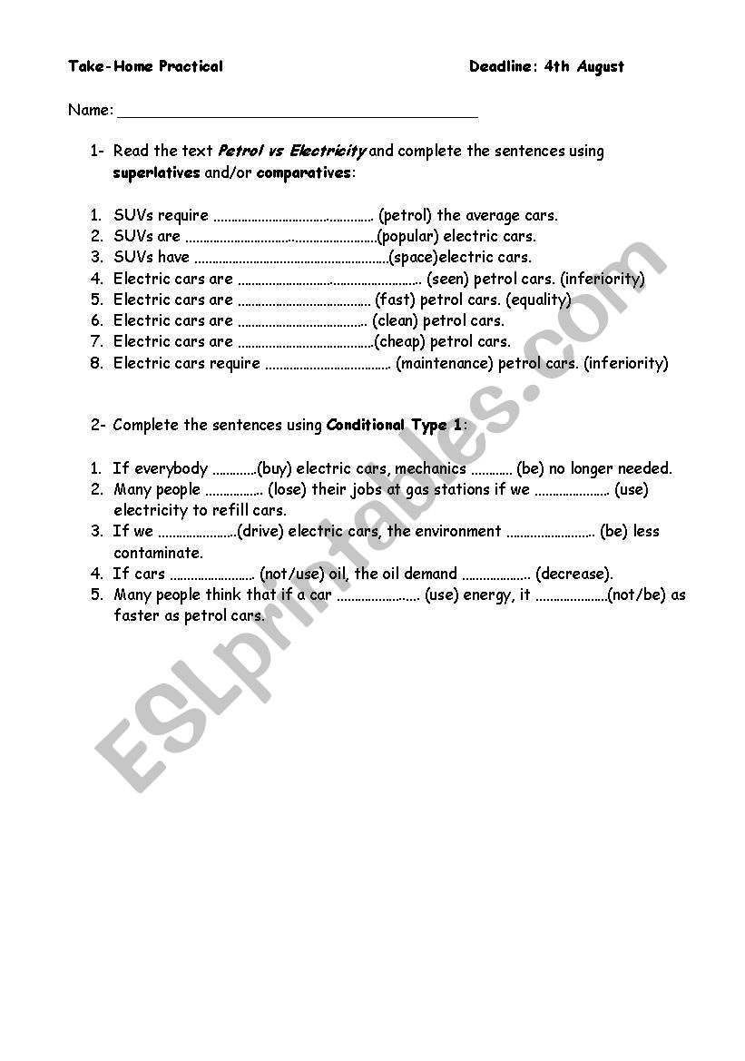 Practical: Comparatives and First Conditional