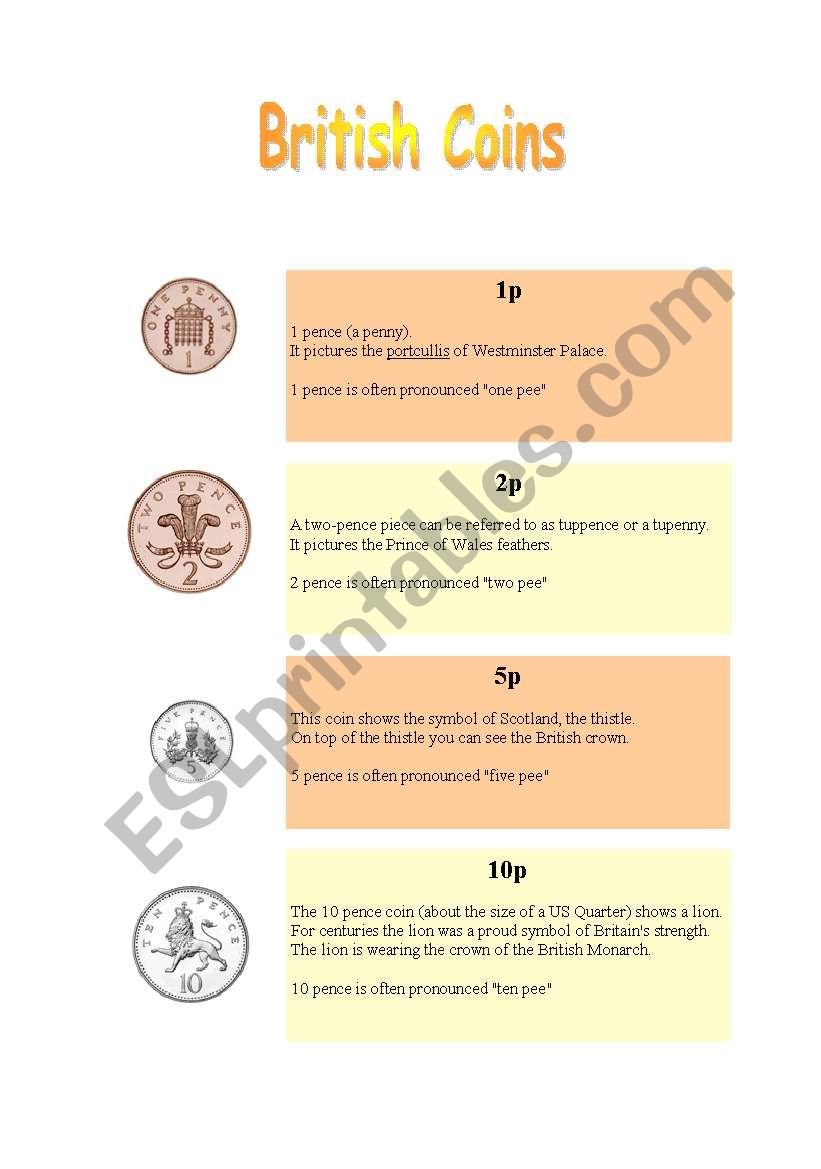 British Coins Presentation worksheet
