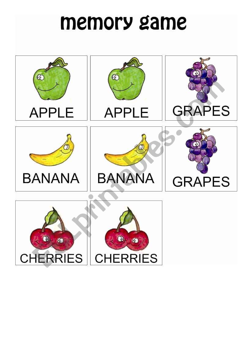 Fruits Memory Game 1 worksheet