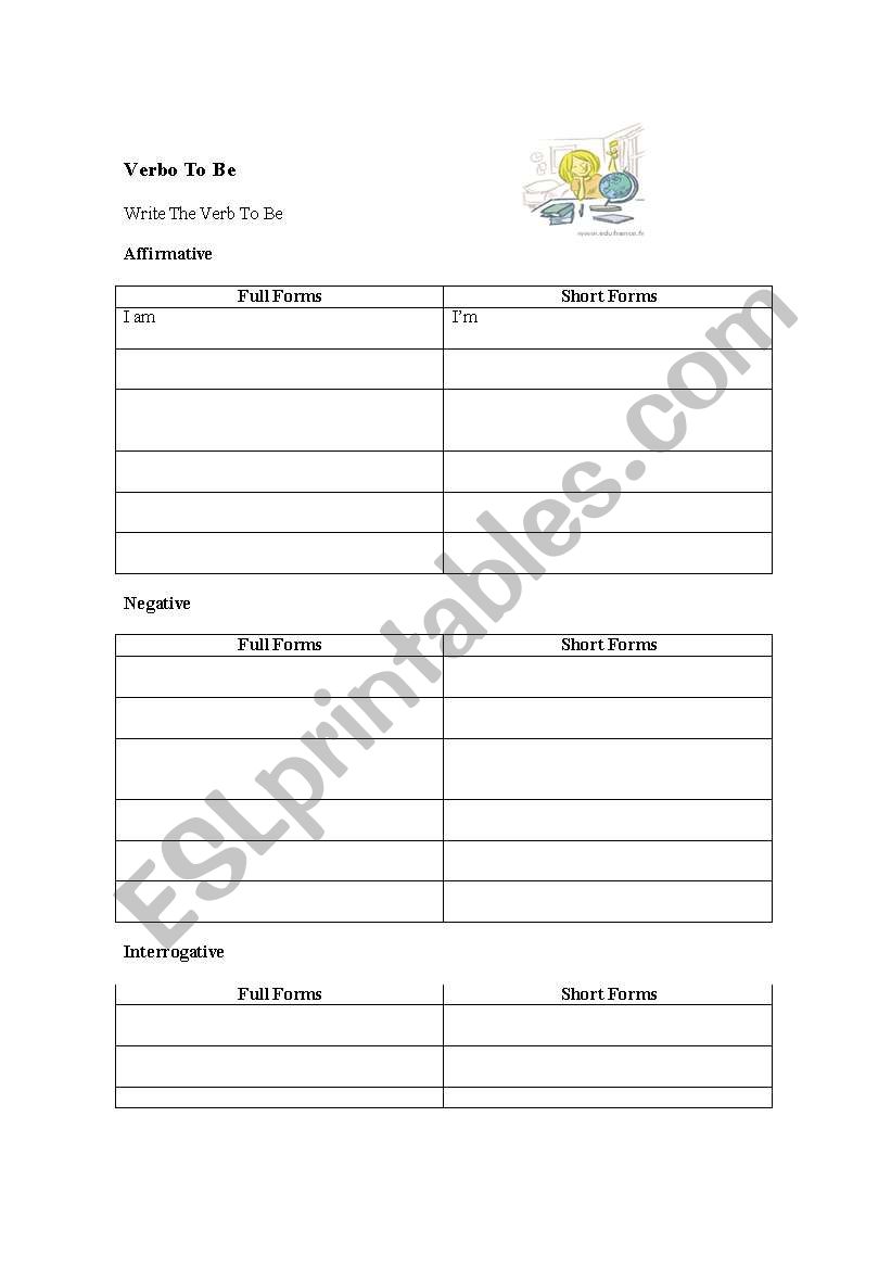 Verb To Be worksheet