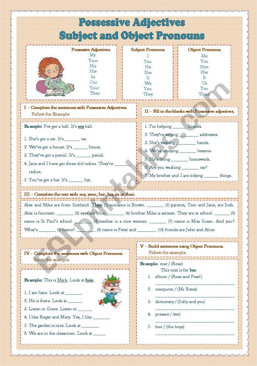 Possessive Adjectives, Subject and Object Pronouns 