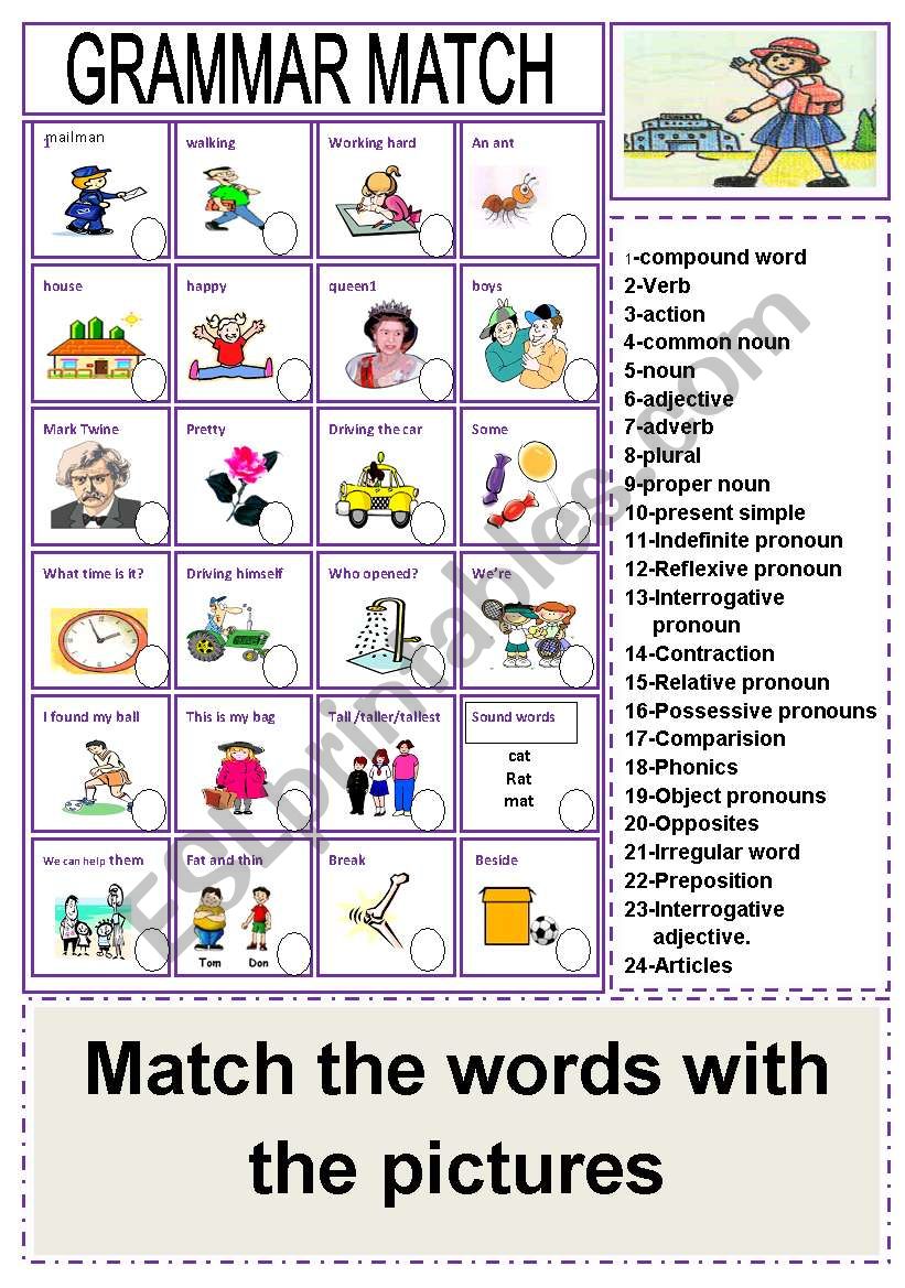 GRAMMAR MATCH worksheet