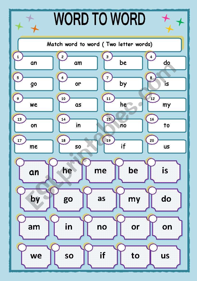  WORD TO WORD worksheet