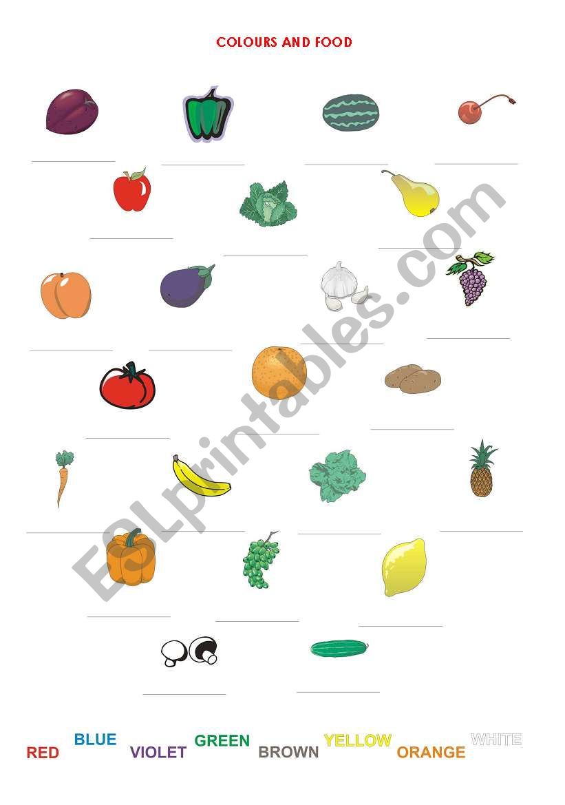 FOOD and COLOURS worksheet