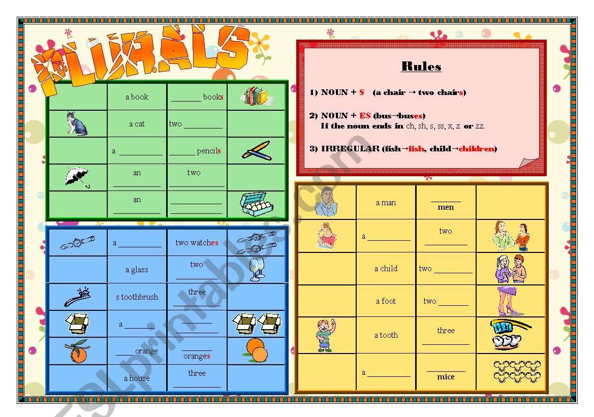 Plurals worksheet