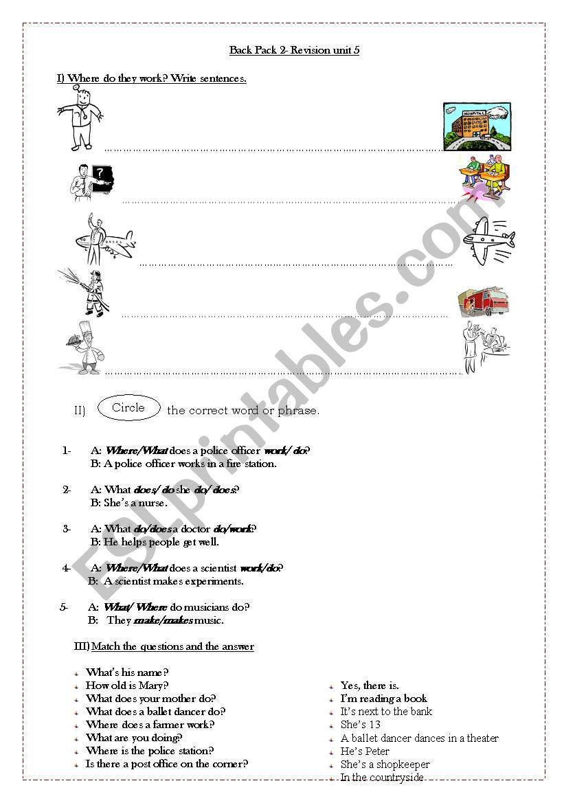 Back Pack 2 Unit 5 worksheet