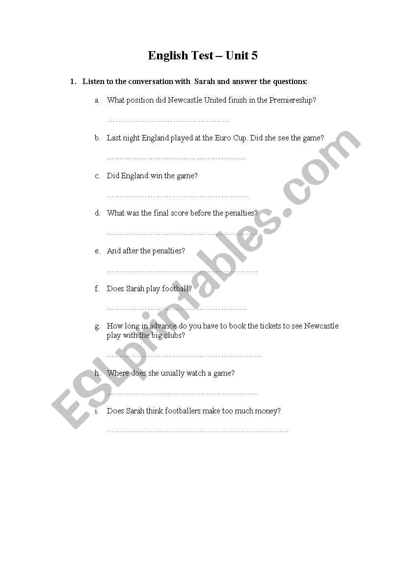 sarah soccer worksheet