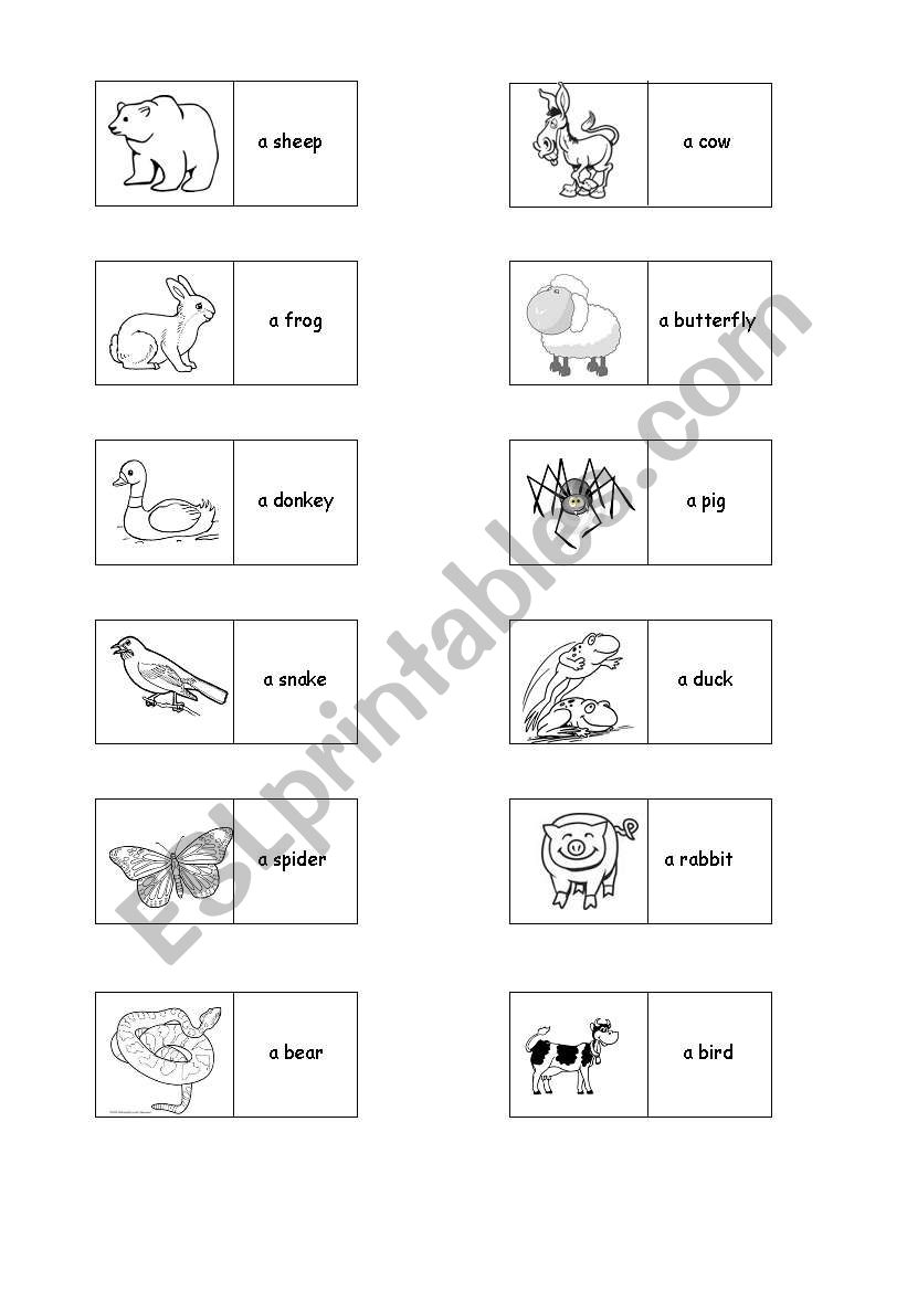 animals dominoes worksheet