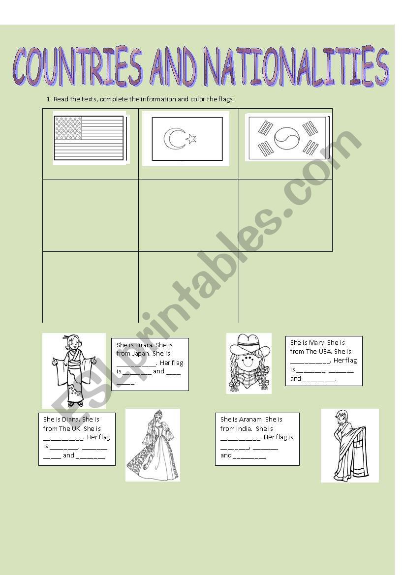 Countries and Nationalities worksheet