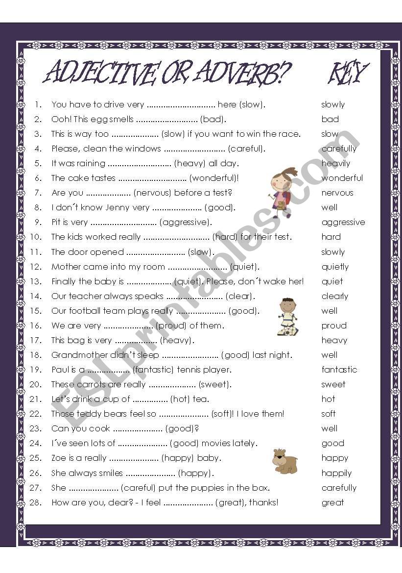 ADJECTIVE or ADVERB worksheet