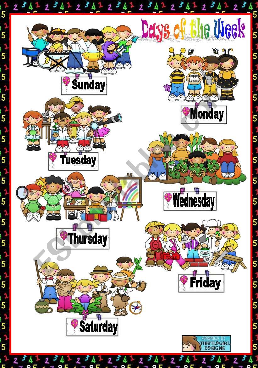 DAYS OF THE WEEK - POSTER + WORKSHEET