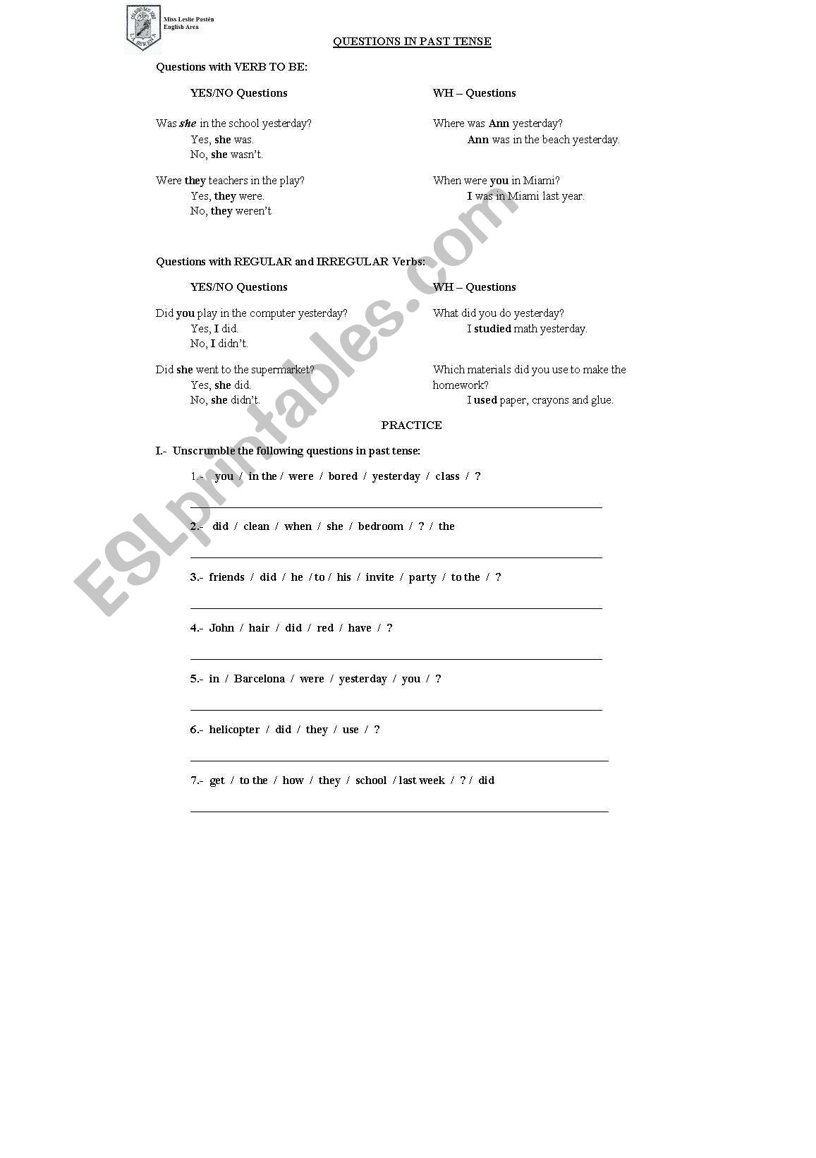 Past Simple Review worksheet