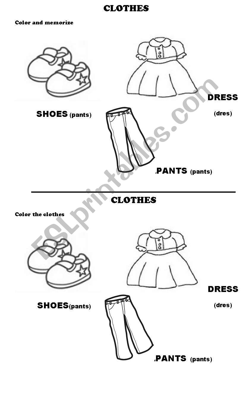 Clothes worksheet