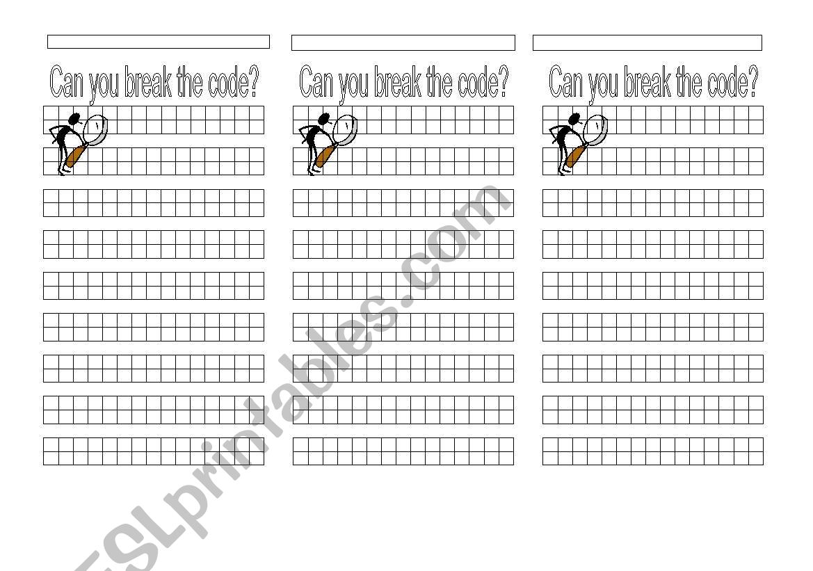 Break the code worksheet