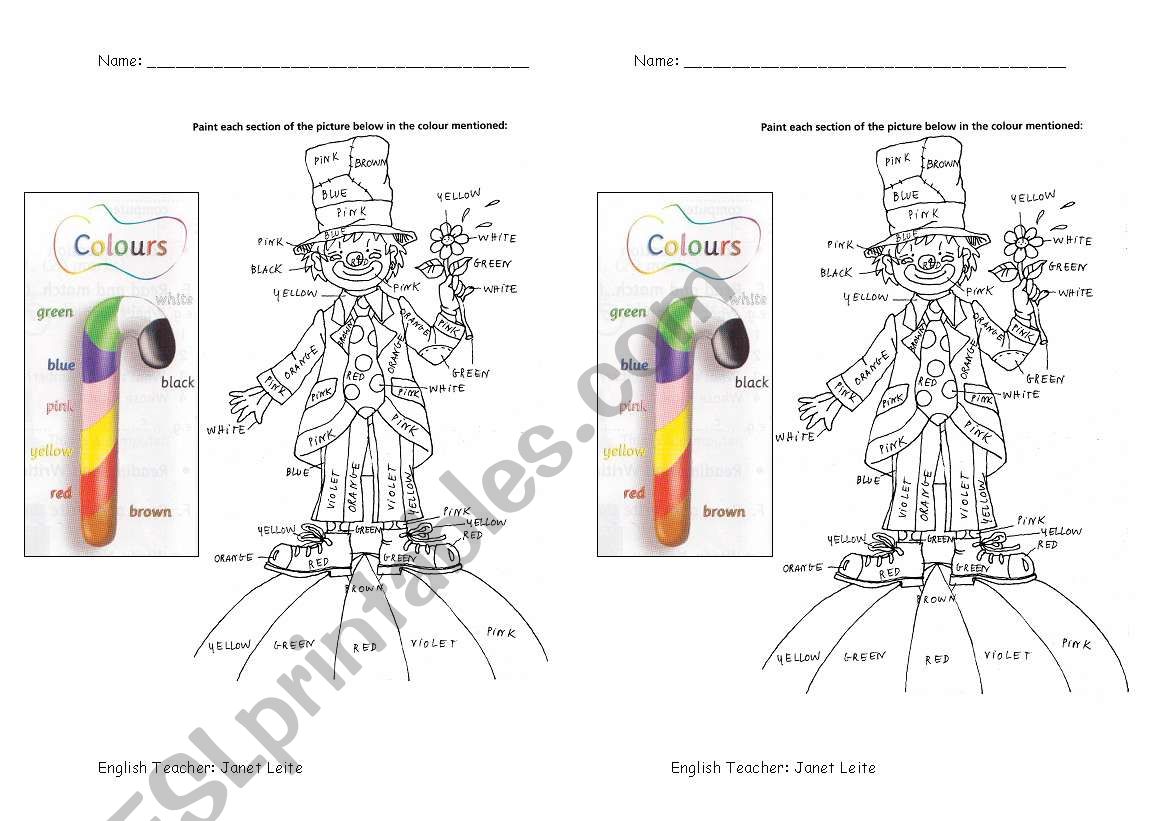 Colours worksheet