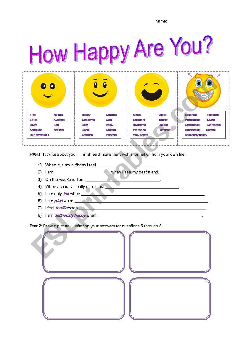 How Happy Are You? worksheet