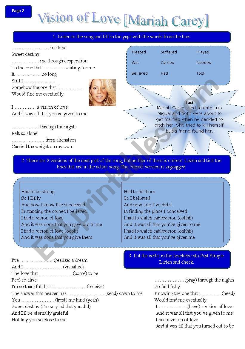 Mariah Carey Vs. Norah Jones worksheet