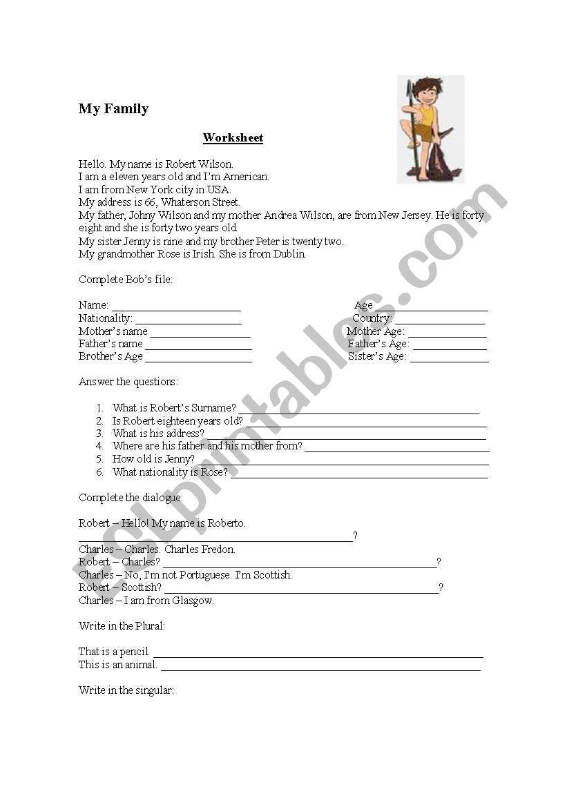 Family worksheet